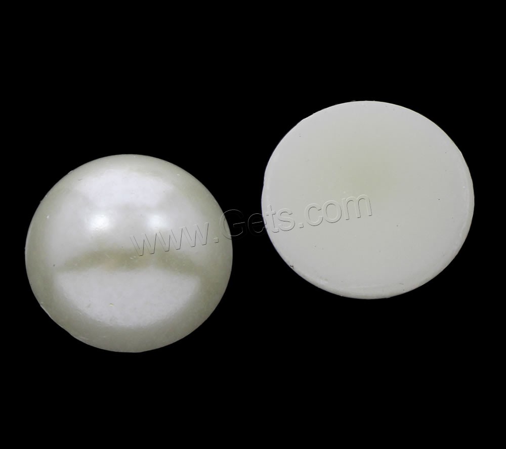 ABS Kunststoff Perlen Cabochon, ABS-Kunststoff-Perlen, Dom, verschiedene Größen vorhanden & flache Rückseite, weiß, verkauft von Tasche