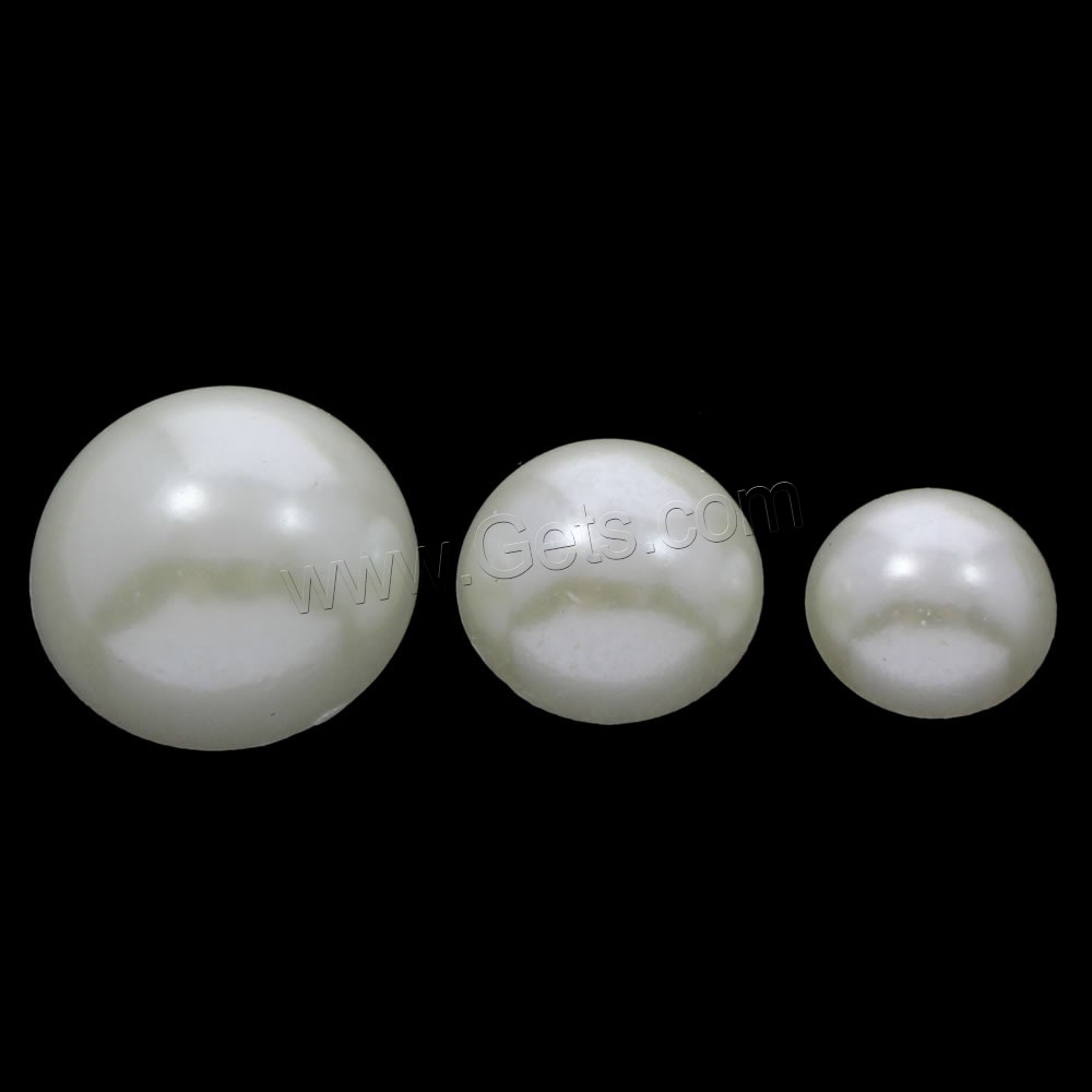 Cabochon de perle en plastique ABS, Plastique ABS perle, dôme, normes différentes pour le choix & dos plat, blanc, Vendu par sac