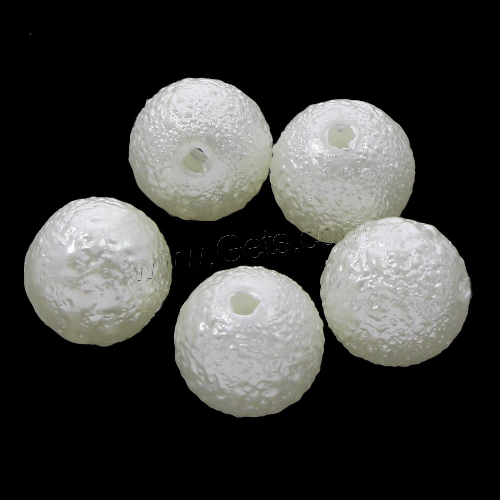 ABS-Kunststoff -Perlen-Korn, ABS-Kunststoff-Perlen, rund, verschiedene Größen vorhanden & Falten, weiß, Bohrung:ca. 1mm, verkauft von Tasche