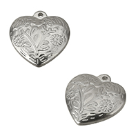 Stainless Steel Heart Pendants, machine polishing, original color Approx 1.5mm 