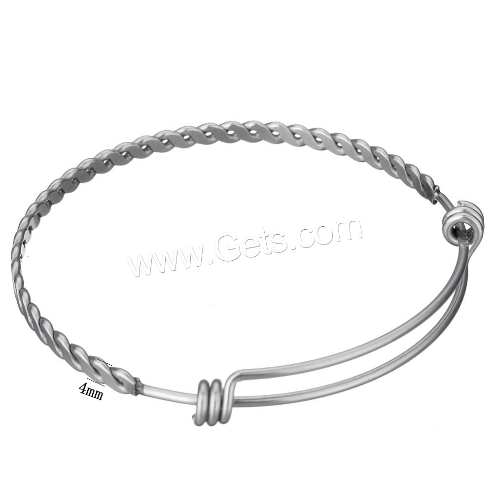 Adjustable Wire Bangle, Stainless Steel, plated, different size for choice, more colors for choice, 4mm, 1.5mm, Sold By PC