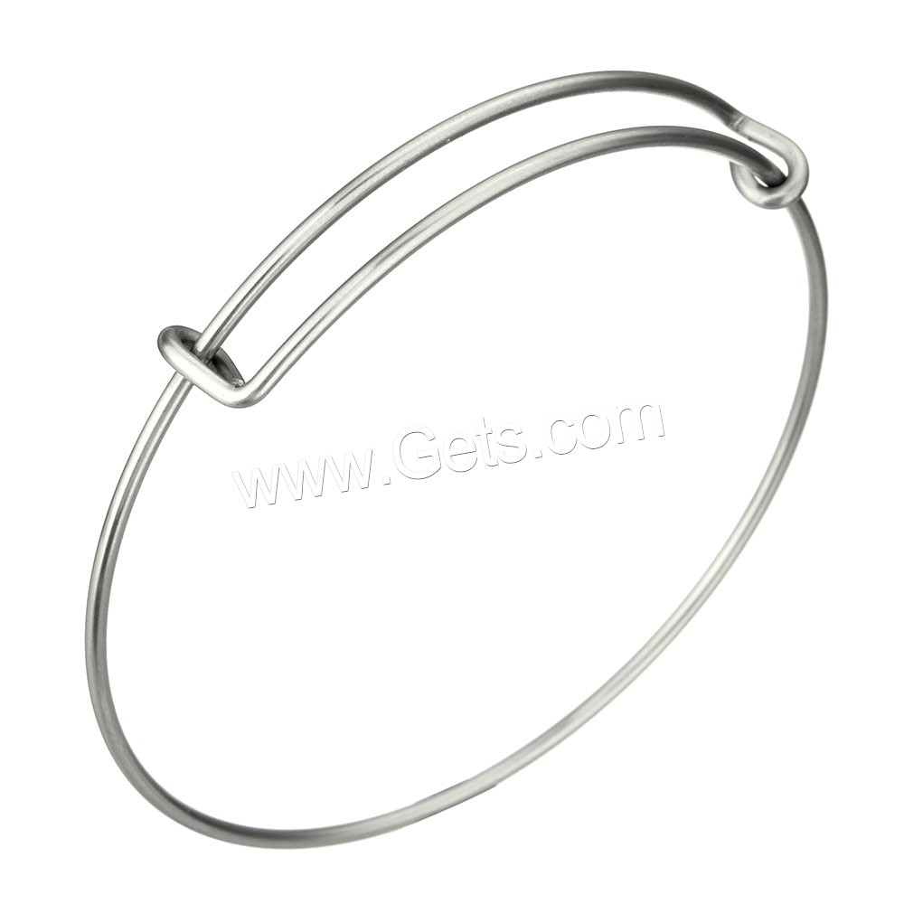 Adjustable Wire Bangle, Stainless Steel, different size for choice, original color, 1.5mm, Sold By PC