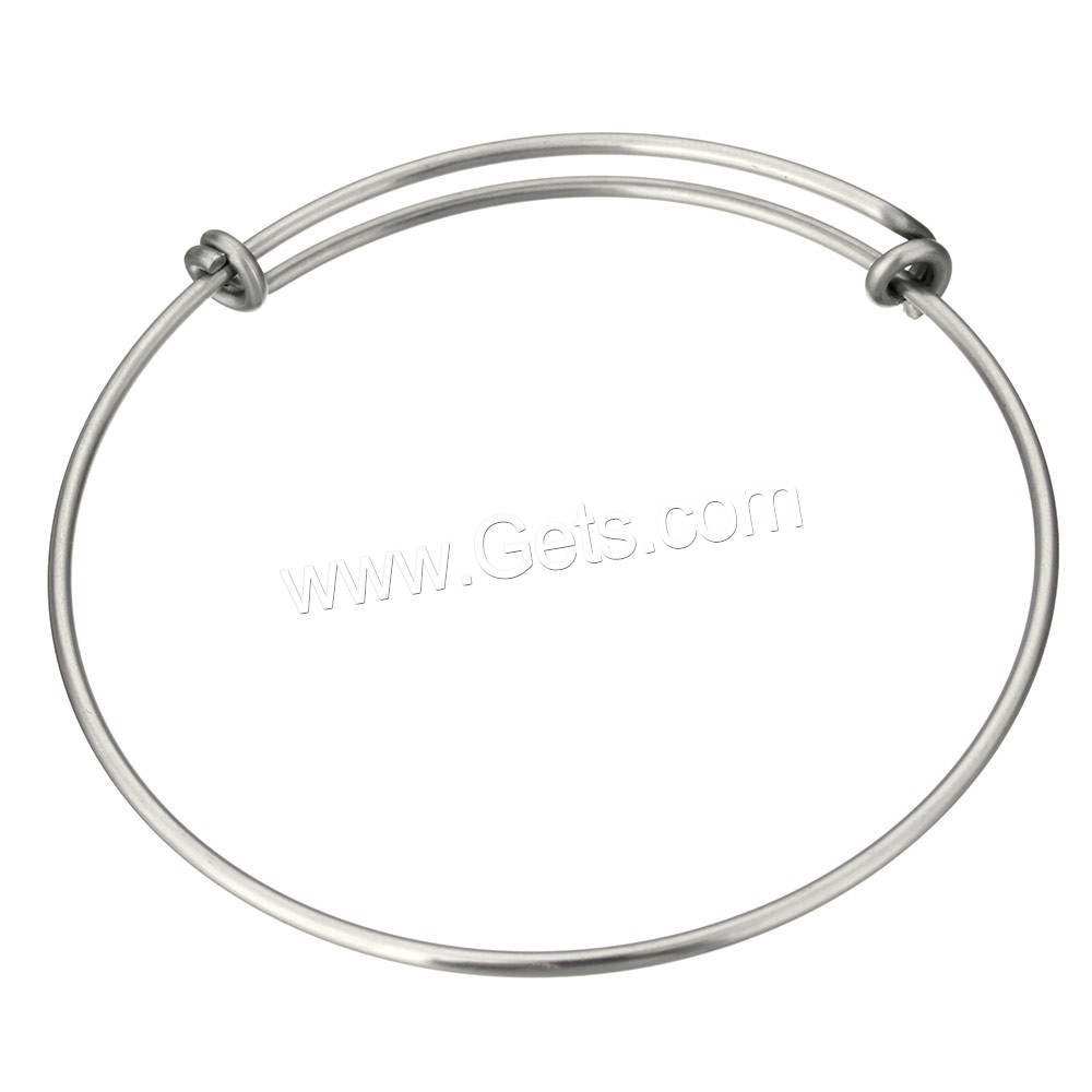 Adjustable Wire Bangle, Stainless Steel, different size for choice, original color, 1.6mm, Sold By PC