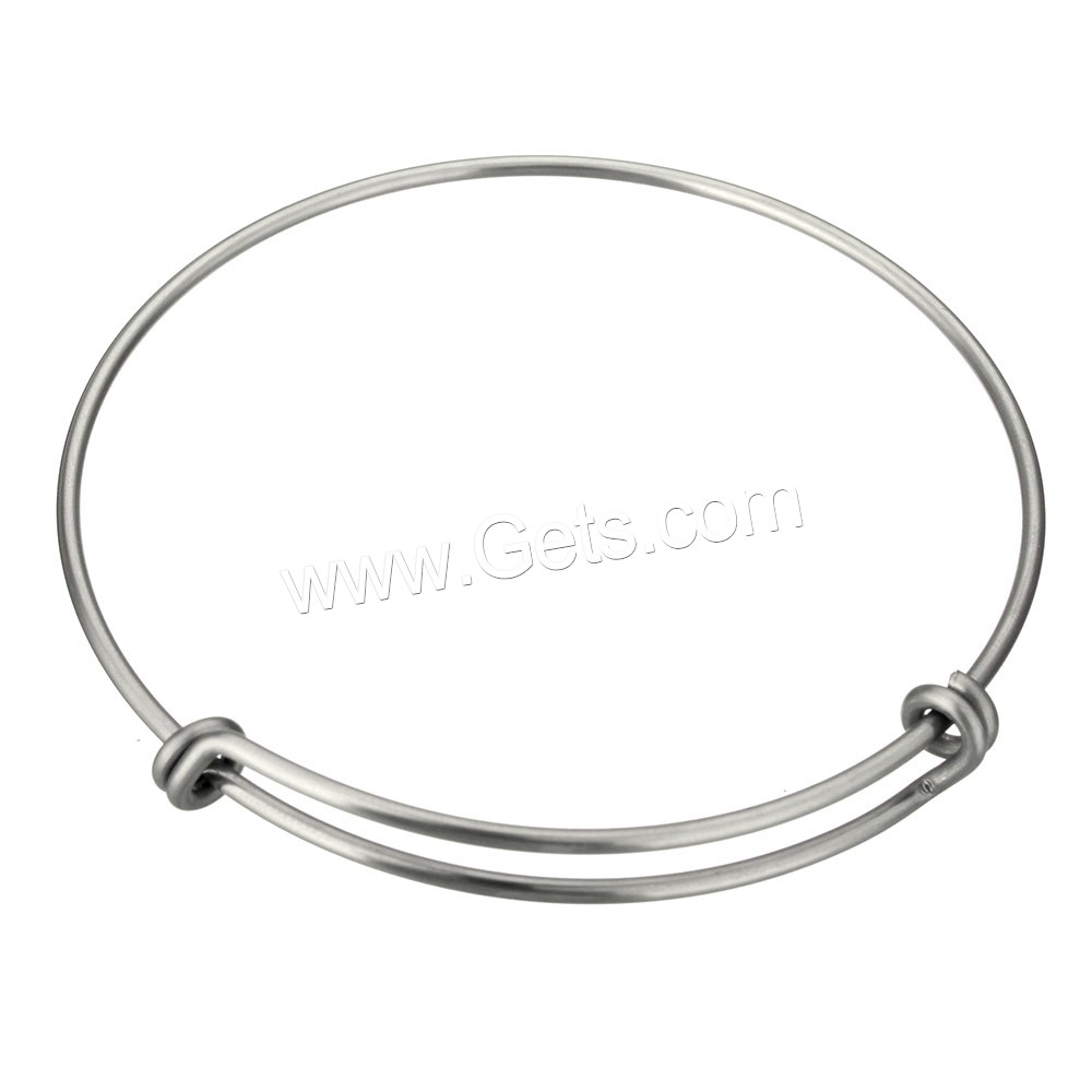 Adjustable Wire Bangle, Stainless Steel, different size for choice, original color, 1.6mm, Sold By PC