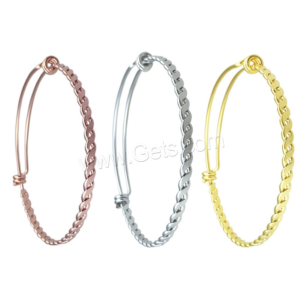 Adjustable Wire Bangle, Stainless Steel, plated, different size for choice, more colors for choice, 4mm, 1.5mm, Sold By PC