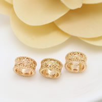 Large Hole Brass Beads, Rondelle, 24K gold plated, hollow Approx 7mm 