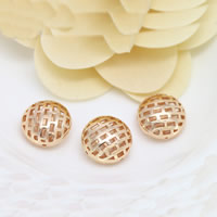 Hollow Brass Beads, Flat Round, 24K gold plated, double-hole Approx 1mm 