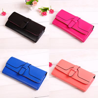 PU Leather Wallet, with Zinc Alloy, platinum color plated 
