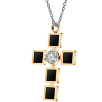 Титан ожерелье ювелирных изделий, титан, с планка, Kресты, Другое покрытие, Овальный цепь & со стразами, 400mm, длина:Приблизительно 15.5 дюймовый, продается Strand