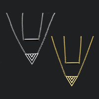 Titan Schmuck Halskette, Titanstahl, mit Verlängerungskettchen von 2lnch, Dreieck, plattiert, Oval-Kette & 2 strängig, keine, 15x12mm, 15x1mm, Länge:ca. 17.7 ZollInch, verkauft von Strang