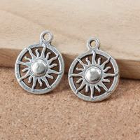 Zinc Alloy Flat Round Pendants, antique silver color plated Approx 2mm 