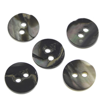 2 Hole Shell Button, Black Shell, Flat Round, natural Approx 2mm 