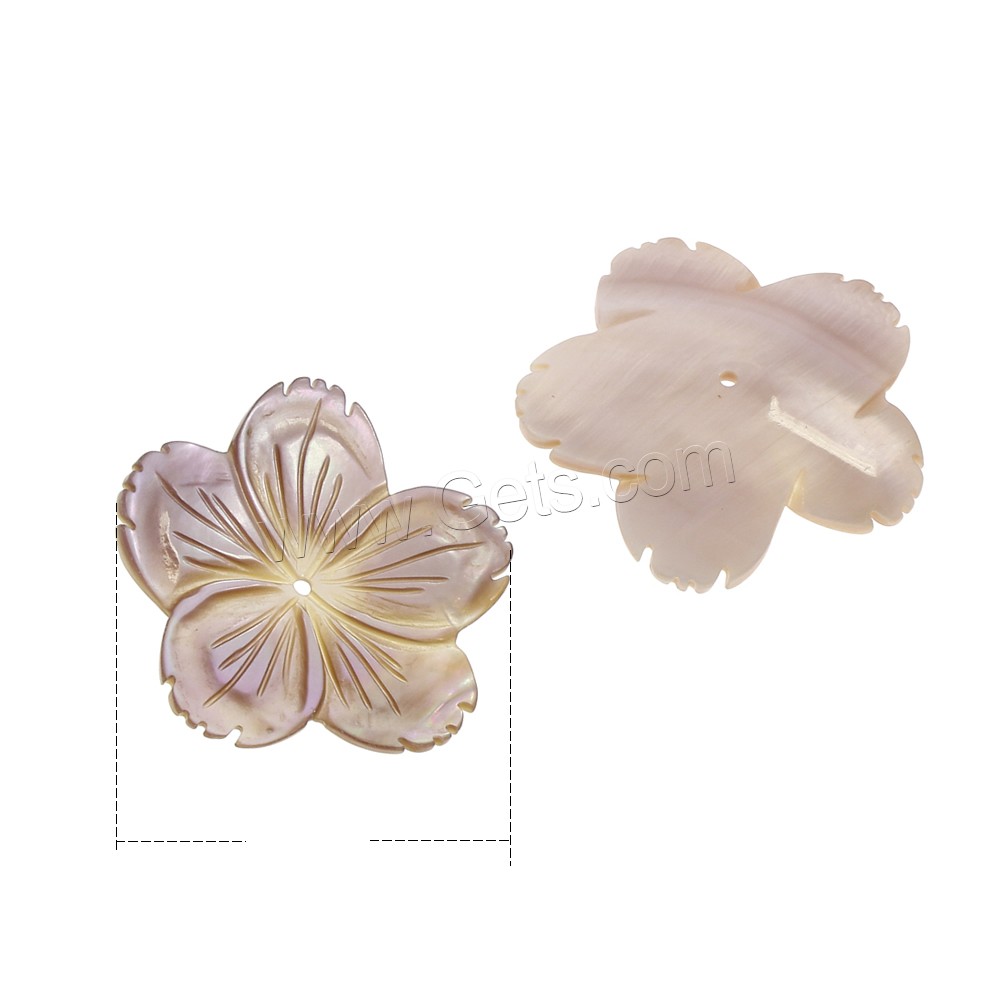Розовая ракушка колпачок, Форма цветка, натуральный, гравированный & разный размер для выбора, отверстие:Приблизительно 1mm, продается PC