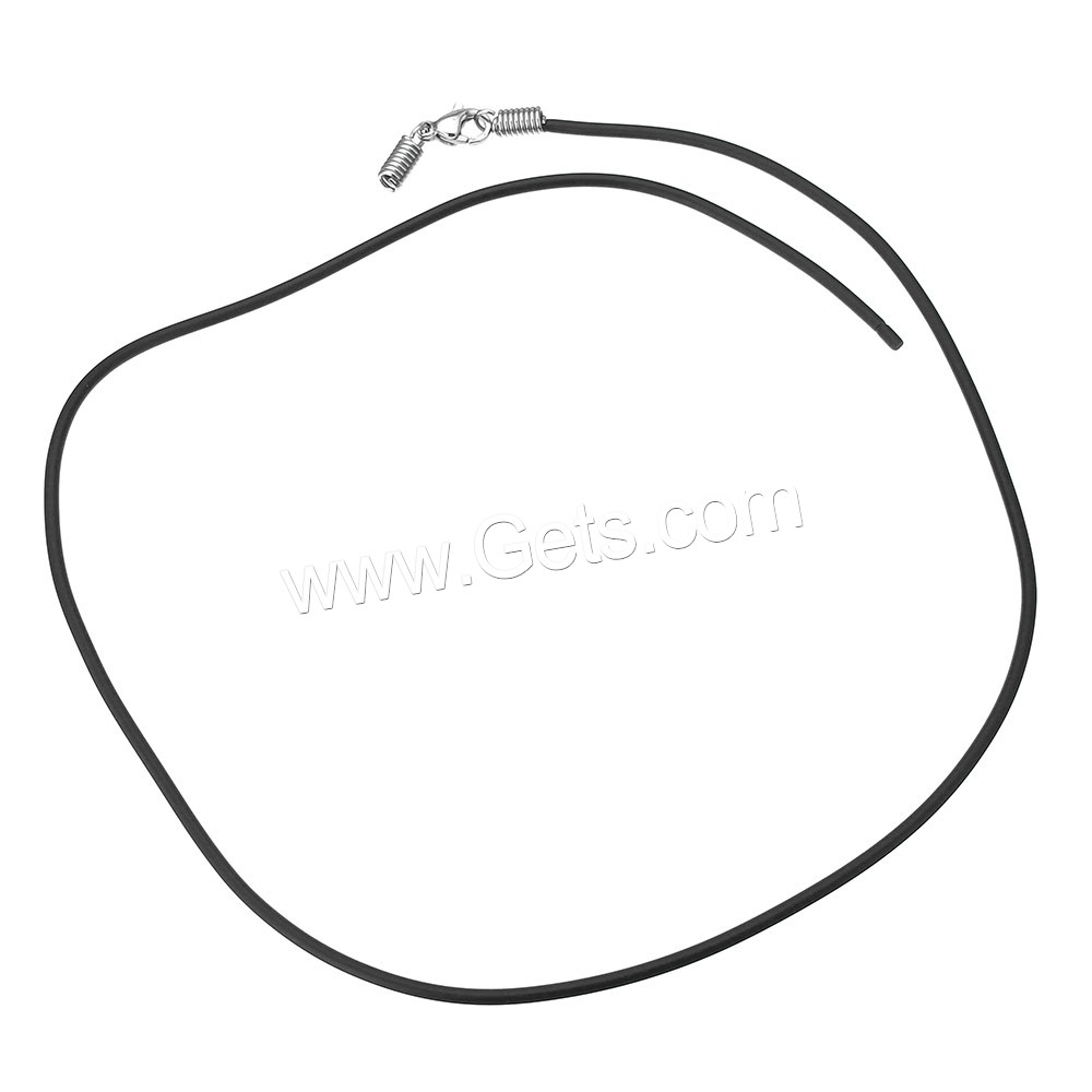 Rubber Necklace Cord, stainless steel lobster clasp, different size for choice, black, Length:Approx 18 Inch, Sold By Strand