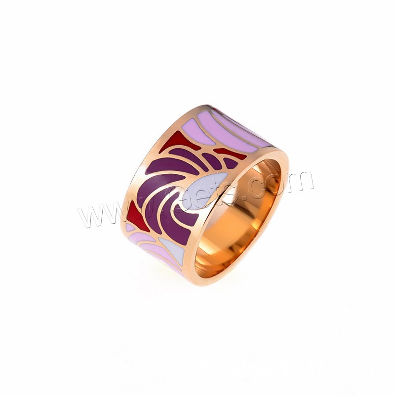 Enamel Stainless Steel Finger Ring, 18K gold plated, imitation cloisonne & different size for choice, more colors for choice, 13mm, Sold By PC
