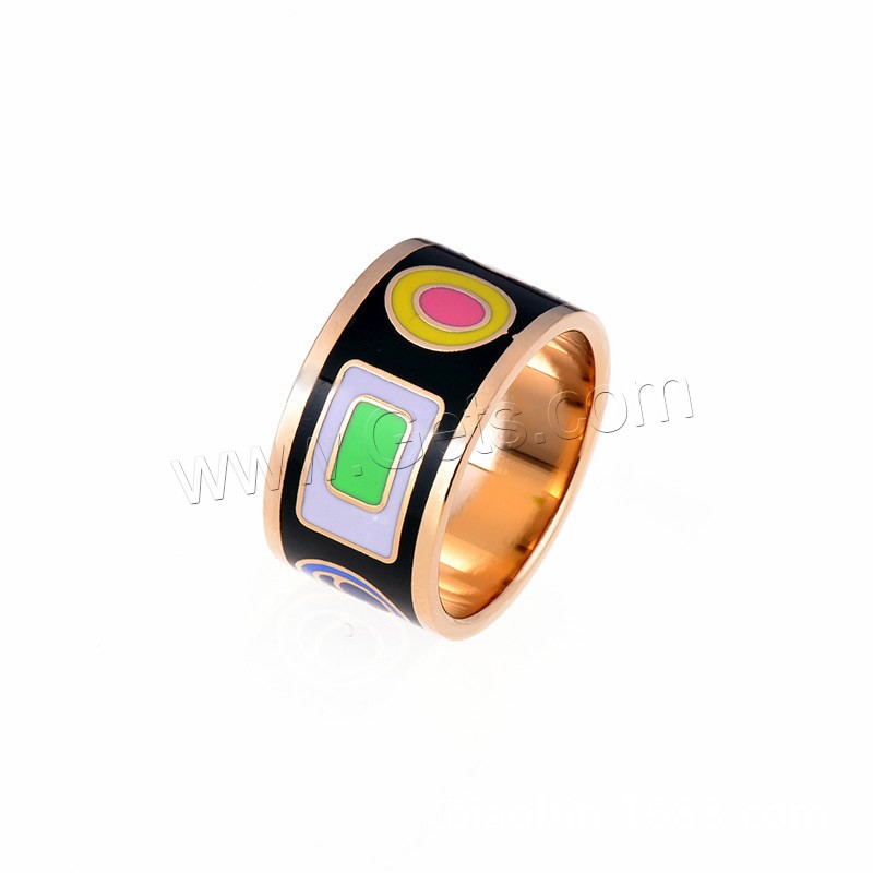 Emaille Edelstahl Ringe, 18 K vergoldet, Imitation Cloisonne & verschiedene Größen vorhanden, keine, 13mm, verkauft von PC