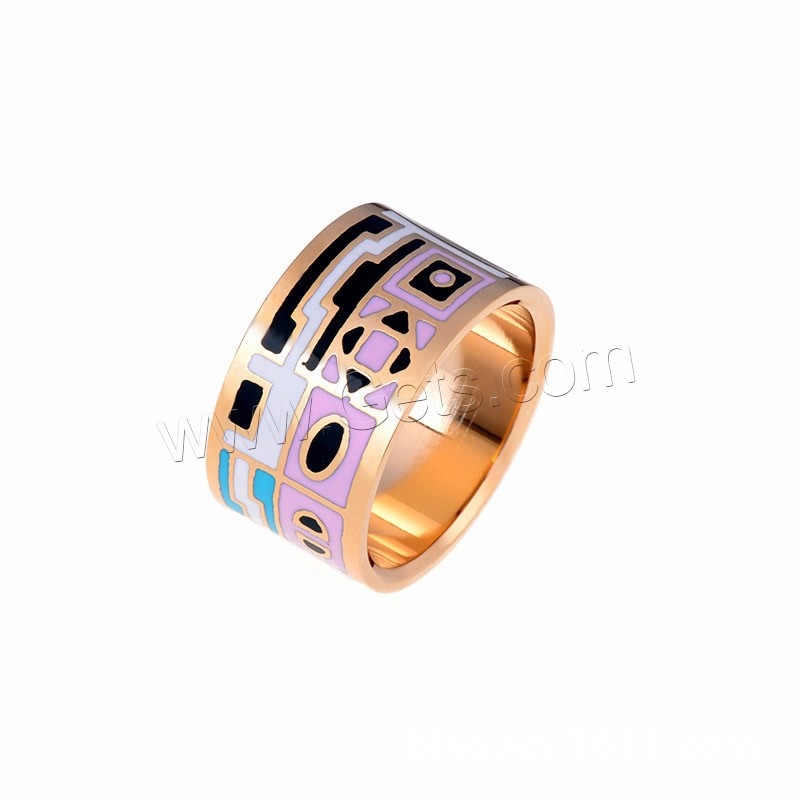Esmalte de acero inoxidable anillo de dedo, chapado en oro de 18 K, Cloisonné de imitación & diverso tamaño para la opción, más colores para la opción, 13mm, Vendido por UD