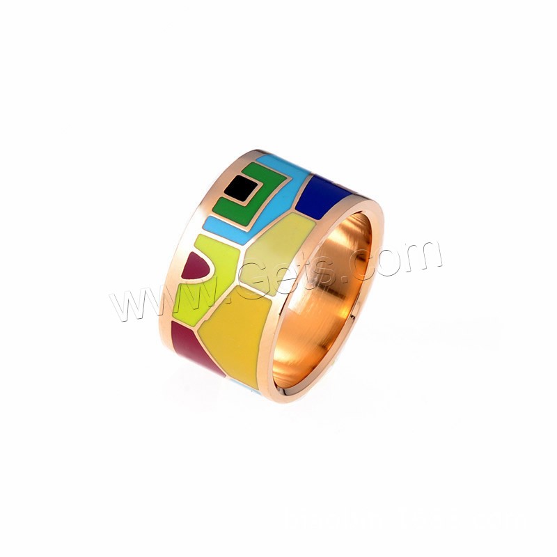 Enamel Stainless Steel Finger Ring, 18K gold plated, imitation cloisonne & different size for choice, more colors for choice, 13mm, Sold By PC