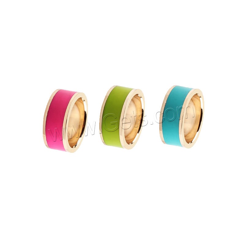 Enamel Stainless Steel Finger Ring, 18K gold plated, imitation cloisonne & different size for choice, more colors for choice, 8mm, Sold By PC