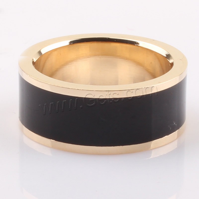 Esmalte de acero inoxidable anillo de dedo, chapado en oro de 18 K, Cloisonné de imitación & diverso tamaño para la opción, más colores para la opción, 8mm, Vendido por UD
