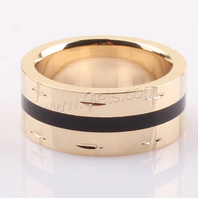 Esmalte de acero inoxidable anillo de dedo, chapado en oro de 18 K, Cloisonné de imitación & flor cortada & diverso tamaño para la opción, más colores para la opción, 8mm, Vendido por UD