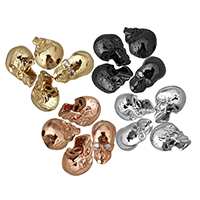 Cubic Zirconia Micro Pave Brass Beads, Skull, plated, micro pave cubic zirconia Approx 2mm 