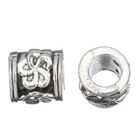 Zinc Alloy European Beads, Column, antique silver color plated, without troll, lead & cadmium free Approx 5mm 