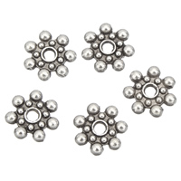 Perles intercalaires en alliage de zinc, fleur, Plaqué de couleur d'argent, sans plomb et cadmium Environ 1mm Vendu par sac