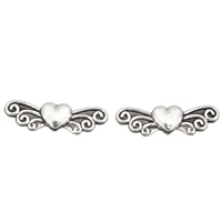 Perles coeur en alliage de zinc, Coeur avec des ailes, Plaqué de couleur d'argent, sans plomb et cadmium Environ 1mm Vendu par sac