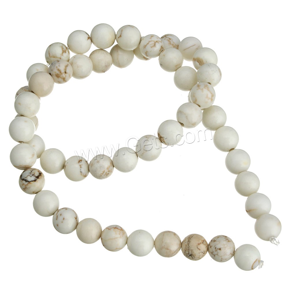 Natural White Turquoise Beads, Round, different size for choice, Length:Approx 15 Inch, Sold By Strand