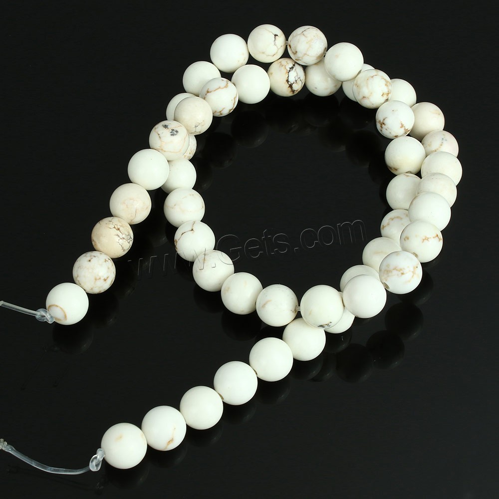 Natural White Turquoise Beads, Round, different size for choice, Length:Approx 15 Inch, Sold By Strand