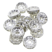 Brass Spacer Beads, Flat Round, platinum color plated, with rhinestone, nickel, lead & cadmium free Approx 2mm 