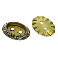 Rondelle Rhinestone Spacer, Brass, Flat Oval, gold color plated, with rhinestone & , nickel, lead & cadmium free Approx 2mm 
