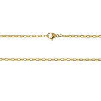 Cadena del collar de acero inoxidable, chapado en color dorado, cadena de rectángulo, 3x1.5x1mm, longitud:aproximado 20 Inch, Vendido por Sarta