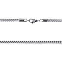 Мода нержавеющей стали ожерелье цепь, нержавеющая сталь, Снаряженная цепь, оригинальный цвет, 2.5mm, длина:Приблизительно 18 дюймовый, продается Strand