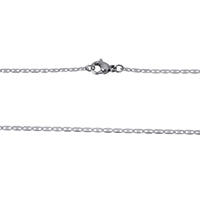 Halskette, Edelstahl, Mariner-Kette, originale Farbe, 4x1.5x0.5mm, Länge:ca. 18 ZollInch, verkauft von Strang