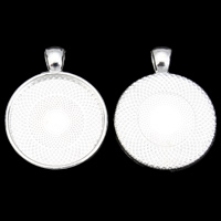 Zinc Alloy Pendant Cabochon Setting, Flat Round, silver color plated, lead & cadmium free Approx Inner Approx 25mm 