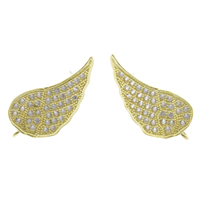 Cubic Zirconia Micro Pave Brass Earring, Wing Shape, plated, micro pave cubic zirconia Approx 1.5mm 