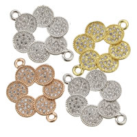 Cubic Zirconia Micro Pave Brass Connector, Flower, plated, with 925 logo & micro pave cubic zirconia & 1/1 loop Approx 2mm 