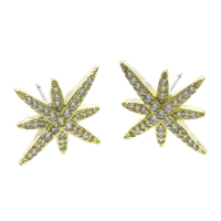 Cubic Zirconia Micro Pave Brass Earring, Eight Point Star, plated, micro pave cubic zirconia 