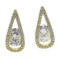 Cubic Zirconia Micro Pave Brass Earring, Teardrop, plated, micro pave cubic zirconia 