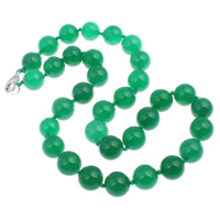 Jade Malaysia Necklace, zinc alloy lobster clasp, Round, natural, 12mm Approx 17 Inch 