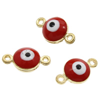 Evil Eye Jewelry Connector, Zinc Alloy, gold color plated, double-sided enamel & 1/1 loop, lead & cadmium free Approx 1mm 
