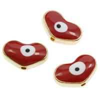 Zinc Alloy Evil Eye Beads, Heart, gold color plated, double-sided enamel & evil eye pattern, lead & cadmium free Approx 1mm 