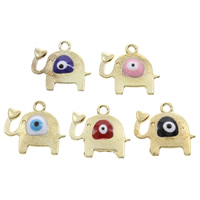 Zinc Alloy Evil Eye Pendant, Elephant, gold color plated, evil eye pattern & with letter pattern & enamel lead & cadmium free Approx 1mm 