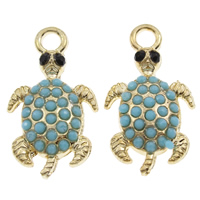 Zinc Alloy Animal Pendants, Turtle, gold color plated, with resin rhinestone, lead & cadmium free Approx 2mm 