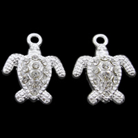 Zinc Alloy Animal Pendants, Turtle, silver color plated, with rhinestone, lead & cadmium free Approx 1mm 