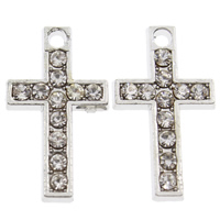 Zinc Alloy Cross Pendants, platinum color plated, with rhinestone, lead & cadmium free Approx 1mm 