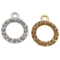 Zinc Alloy Jewelry Pendants, Donut, plated, with rhinestone lead & cadmium free Approx 1mm 