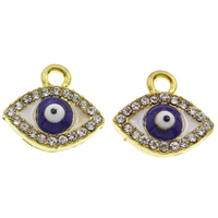 Zinc Alloy Evil Eye Pendant, gold color plated, enamel & with rhinestone, lead & cadmium free Approx 2mm 